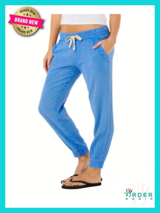 Pants - Women's Classic Surf Pant - Cotton Crepe Poplin Beach Pant with Drawcord Waist